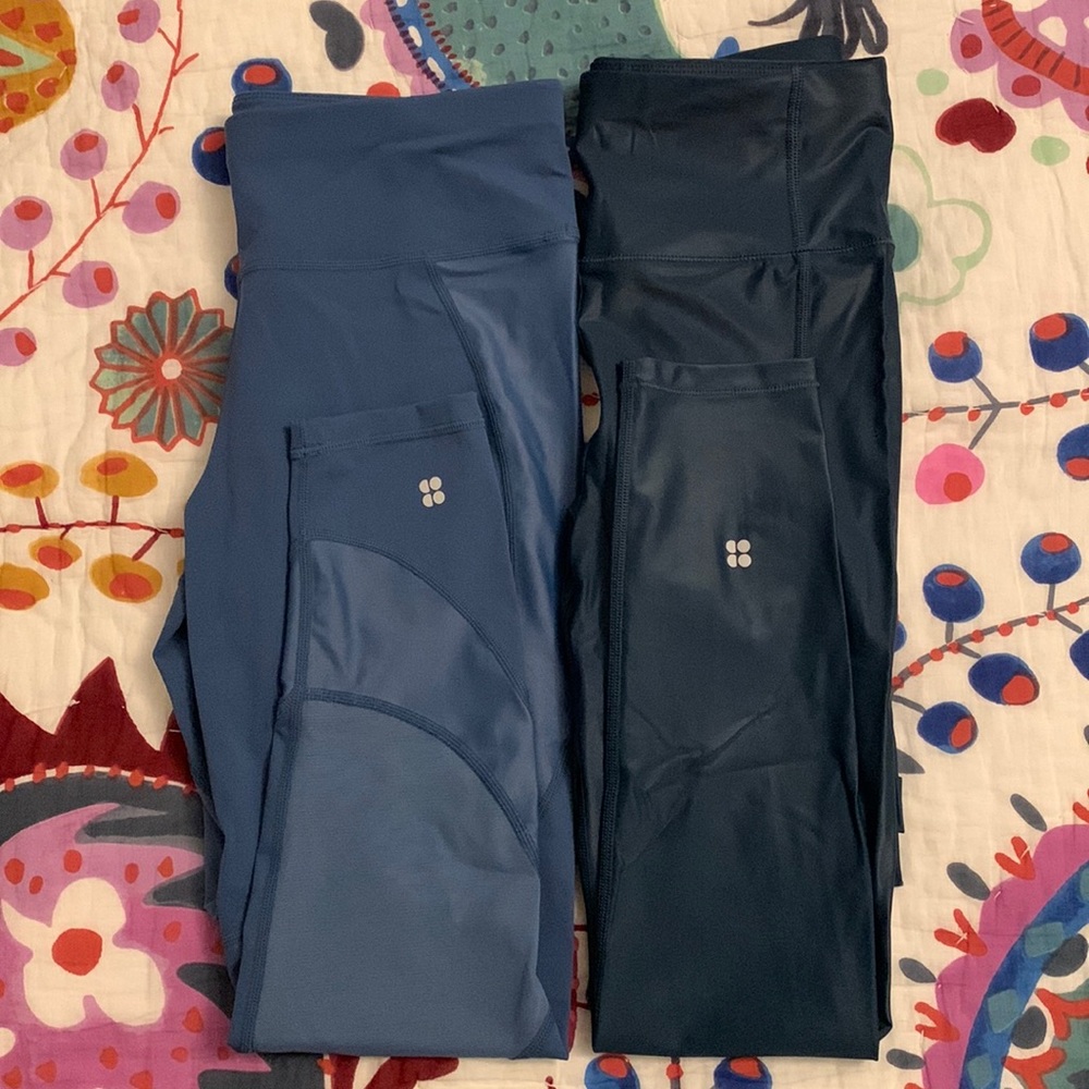 2 pairs of Sweaty Betty leggings Sz S 7/8 length. Power and high shine legging.